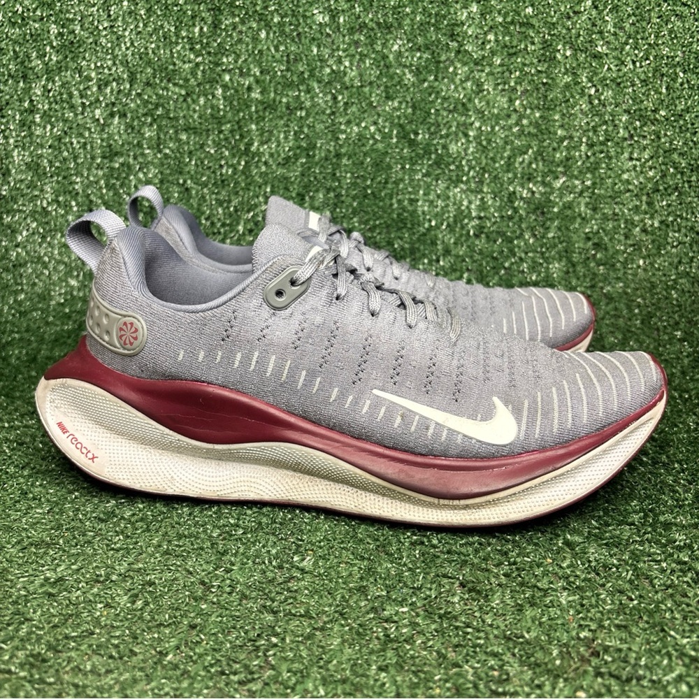 Nike React X Infinity Run 4 Gray/Red Athletic Running Shoes Sneakers Size 10.5